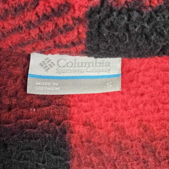 Columbia Women’s Red & Black Buffalo Plaid Full Zip Fleece Jacket - Size Small - Picture 3 of 5